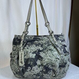 B. Makowsky Gray and green Floral Shoulder Bag